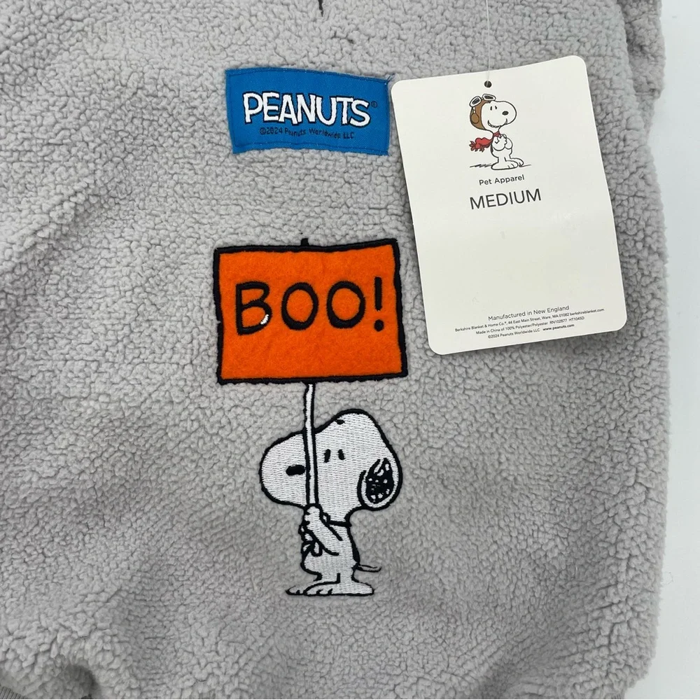 Peanut's‎ SNOOPY HALLOWEEN BOO Dog Sz. MEDIUM Sherpa Hoodie Jacket Coat Costume